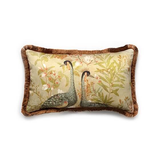 Gold Chinese Bird Cushion
