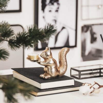 Gold Squirrel tealight holder