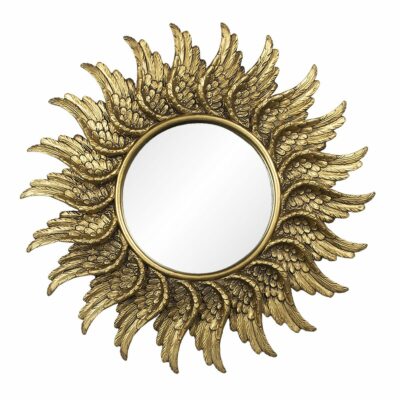 Gold round Winged mirror